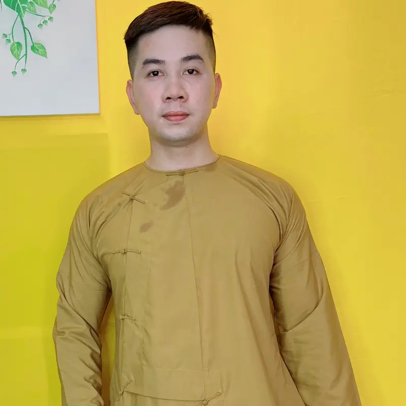 SET ĐỒ LAM ĐI CHÙA # MẪU VẠT HÒ NÚT THẮT - VẢI KATE MỀM Áo Menswear Sơ Mi Jacket 5