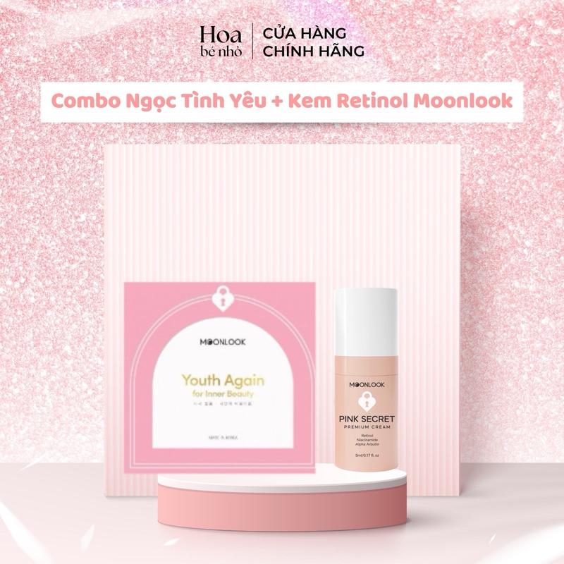 Combo kem retinol hồng hoa và ngọc tình yêu moonlook