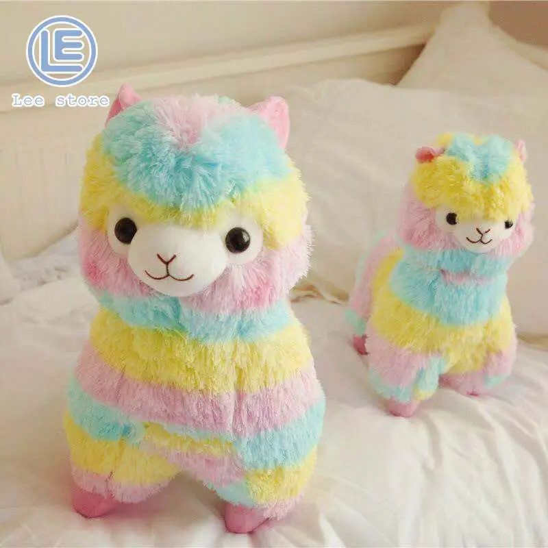 LS - Búp Bê Nhồi Bông Alpaca Cầu Vồng, Động Vật Dễ Thương, Dày Và Mềm, Quà Tặng