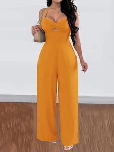 Women's Solid Color Jumpsuits, Casual Minimalist Fitted Comfy Jumpsuit for Summer, Women's Jumpsuit for Daily Wear, Casual Fashion Jumpsuit