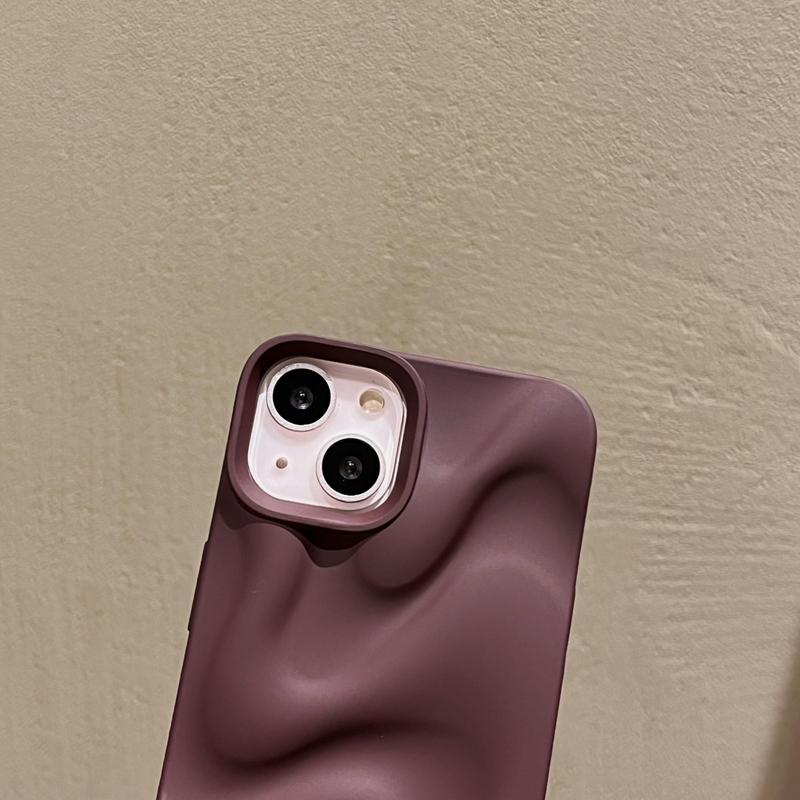Product Introduction of Wavy Pattern Phone Case, 1 Count Solid Color Matte Phone Protective Cover, Phone Accessories Compatible with iPhone, Casing 4