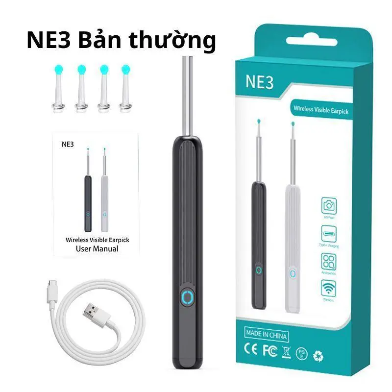 [ RẺ VÔ ĐỊCH ] Dụng cụ lấy ráy tai có camera nội soi NE3 độ phân sắc nét, bảo hành 6 tháng FOSSIO ZX-198