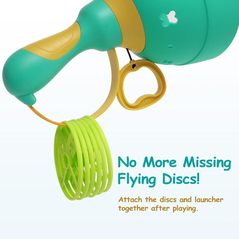 Fullware Garden Outdoor Toys Games Kids Toddlers Children Age 3-5 8-12, Flying Disc Launcher & Capture Toys, 2 Pack & 12 Discs, Family & Party games, Dog Cat Toys - Gift for Boys Girls(Green+Green) 5
