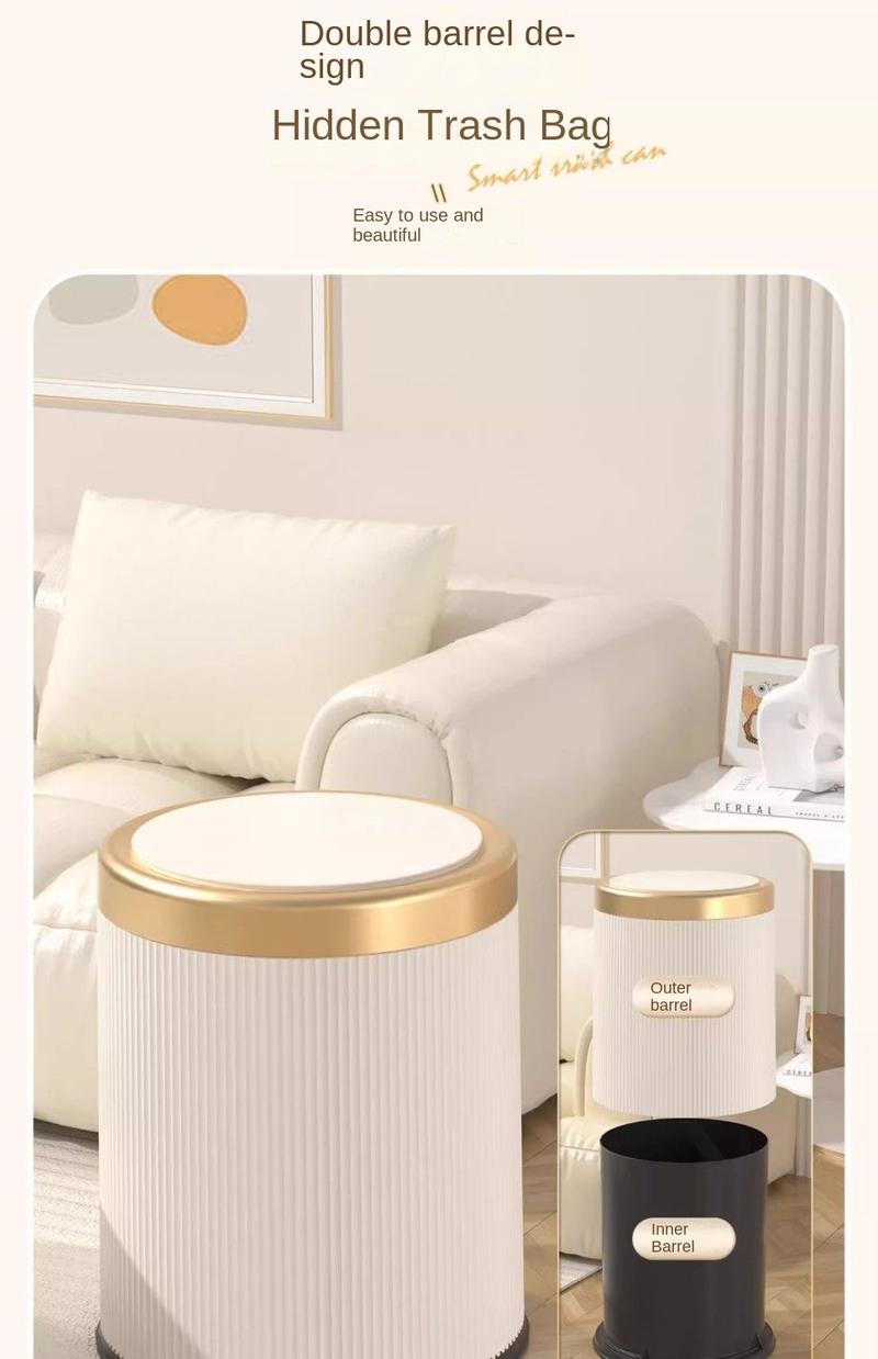 Product Introduction of Light luxury high-end trash can,Large capacity household with lid 3