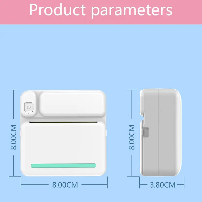 【Quà 5cuộn giấy】JIMIBOT Máy in Nhãn dán Máy in mini Bluetooth phù hợp với Android / IOS 5