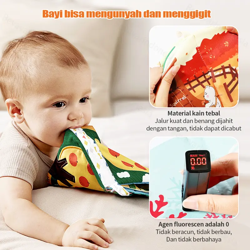 Bevavar Buku Kain Bayi Soft Book Newborn 3d Buku Bantal Bayi Cloth Book Edukasi Bayi 5