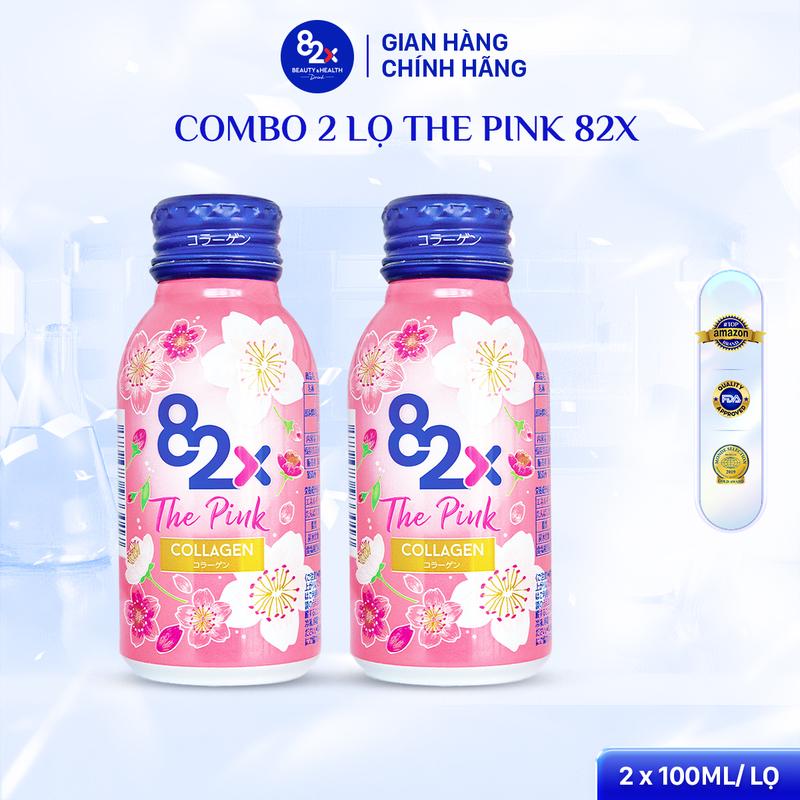 Combo 2 Lọ Nước Uống 82X Collagen The Pink Thông Minh Thế Hệ Mới Dưỡng Da Căng Bóng Trắng Mịn Chuẩn Nhật 100ml Lon