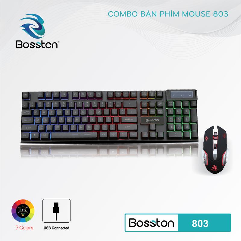 Bộ Bàn Phím Giả Cơ và Chuột Bosston 803 Đèn Led - Hàng Chính Hãng
