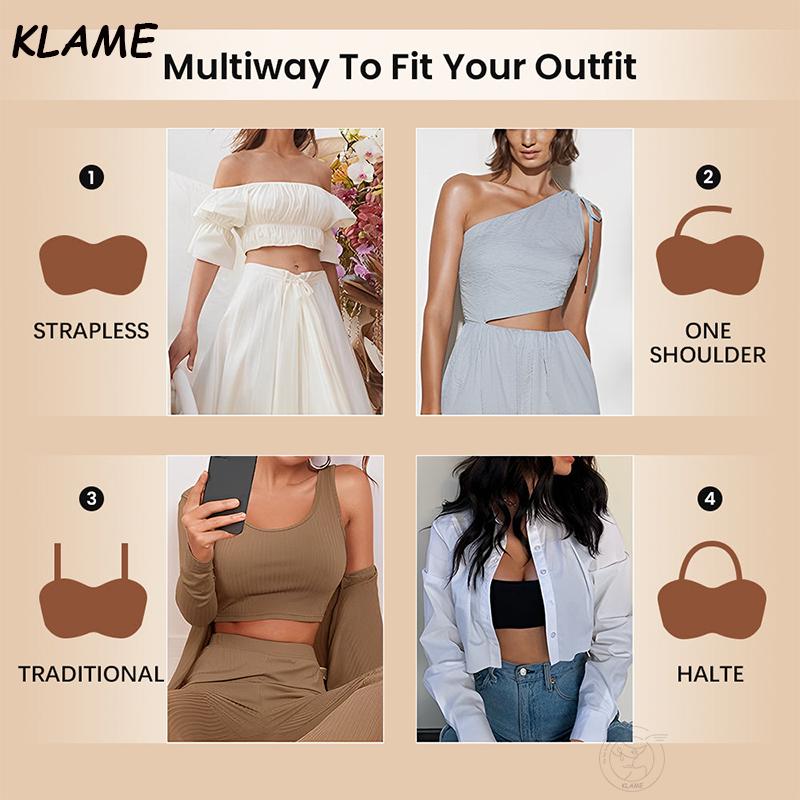 KLAME 34-44BCDEFG Plus Size Bra For Women Detachable-Strap Bandeau Bra Female Strapless Bras High Quality 3/4 Cup Bralette Sexy Breathable Thin Cup Brassiere Lingerie YML848 6