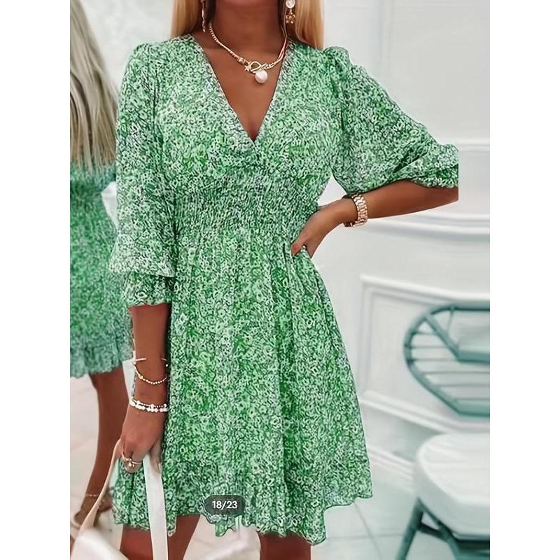 Sexy Floral Backless Flounce V Neck Printed Dress Dresses Sexy Floral Backless Flounce V Neck Printed Dress Dresses