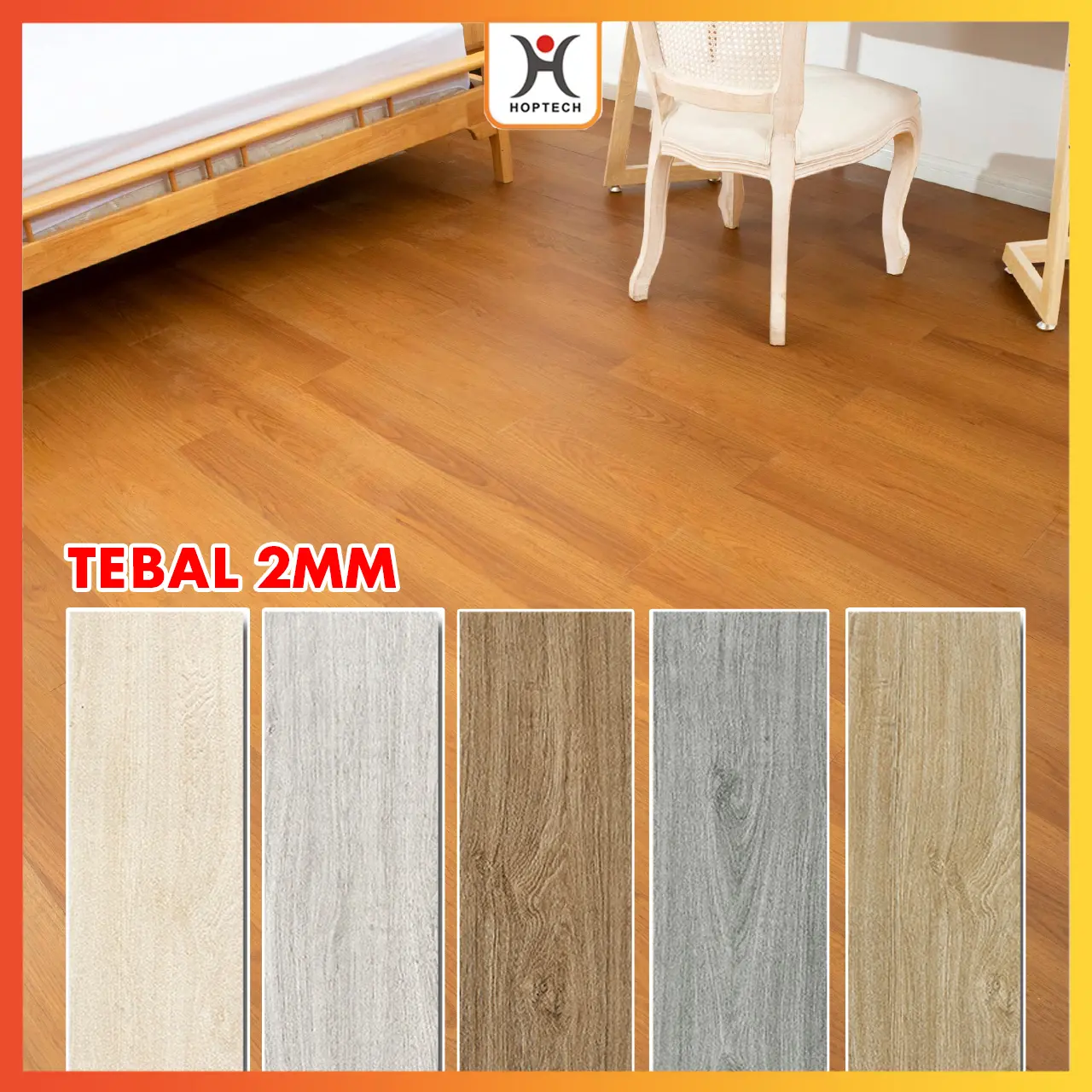 Stiker Lantai Vinyl Wallpaper Dinding Motif Kayu Premium Wallpaper Vinil Stiker Lantai Perekat Motif Kayu Dengan Lem 91,4 X 15,2 CM