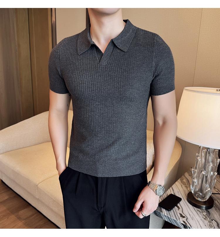 Product Introduction of Áo Polo, Mỏng Vừa Vặn, Phong Cách Thường Ngày, Không Nhăn, Thời Trang, Thiết Kế Đơn Giản, Màu Trơn ngắn Tay, Cổ Áo bẻ xuống, Làm Bằng Dệt Kim, Thích Hợp Cho Mùa Hè, Không Khí Tươi Mới, Phong Cách Nam 11
