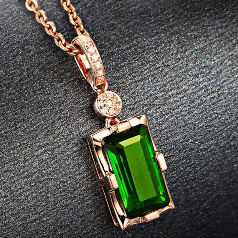 Product Introduction of Rose Gold Plated Emerald Diamond Earrings Ring Pendant Necklace Jewelry Set Exquisite Green Diamond Jewelry cincin perak ring silver silver diamond cincin perak lelaki 11