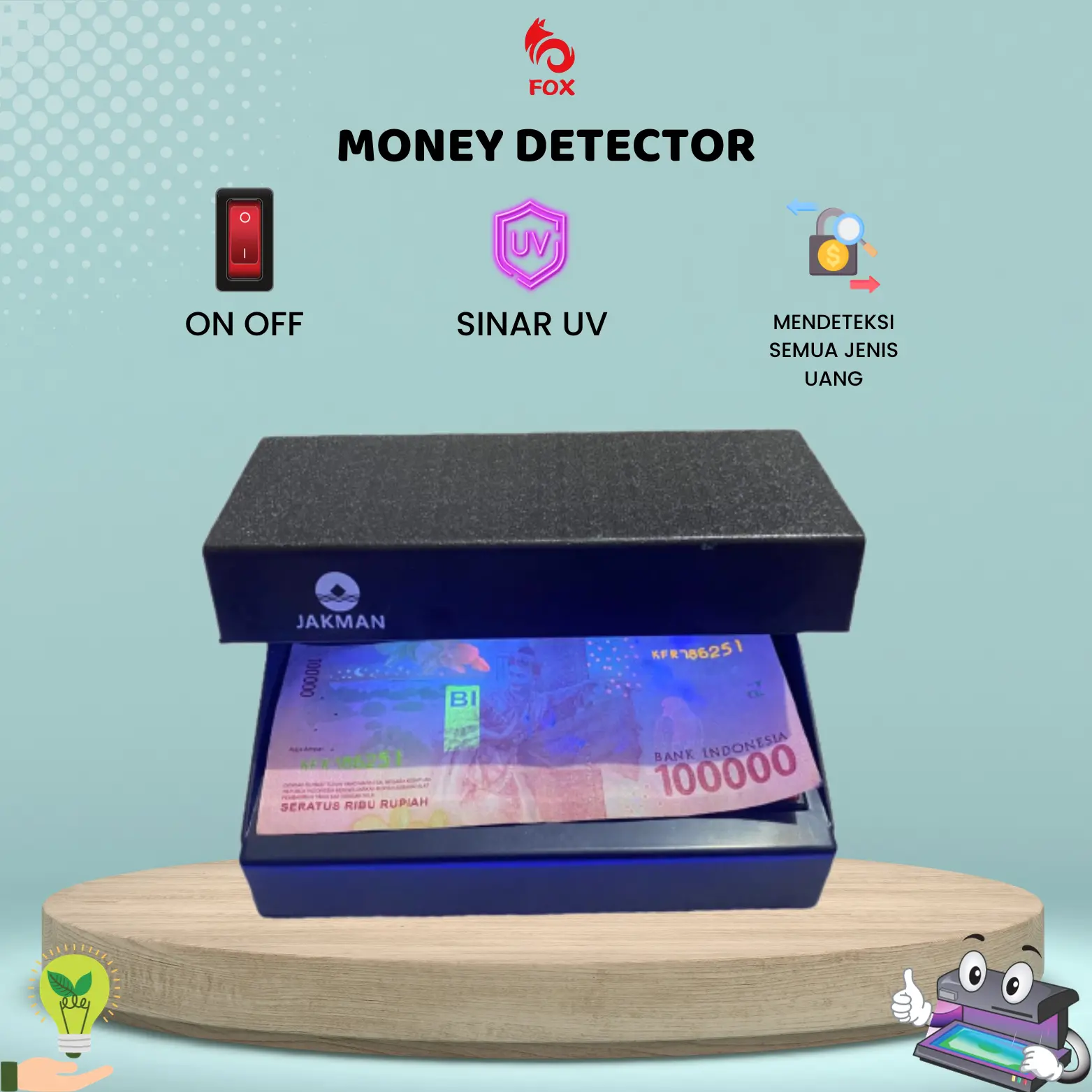 MERK JAKMAN ALAT TES UANG / MONEY DETECTER JAKMAN LAMPU LED