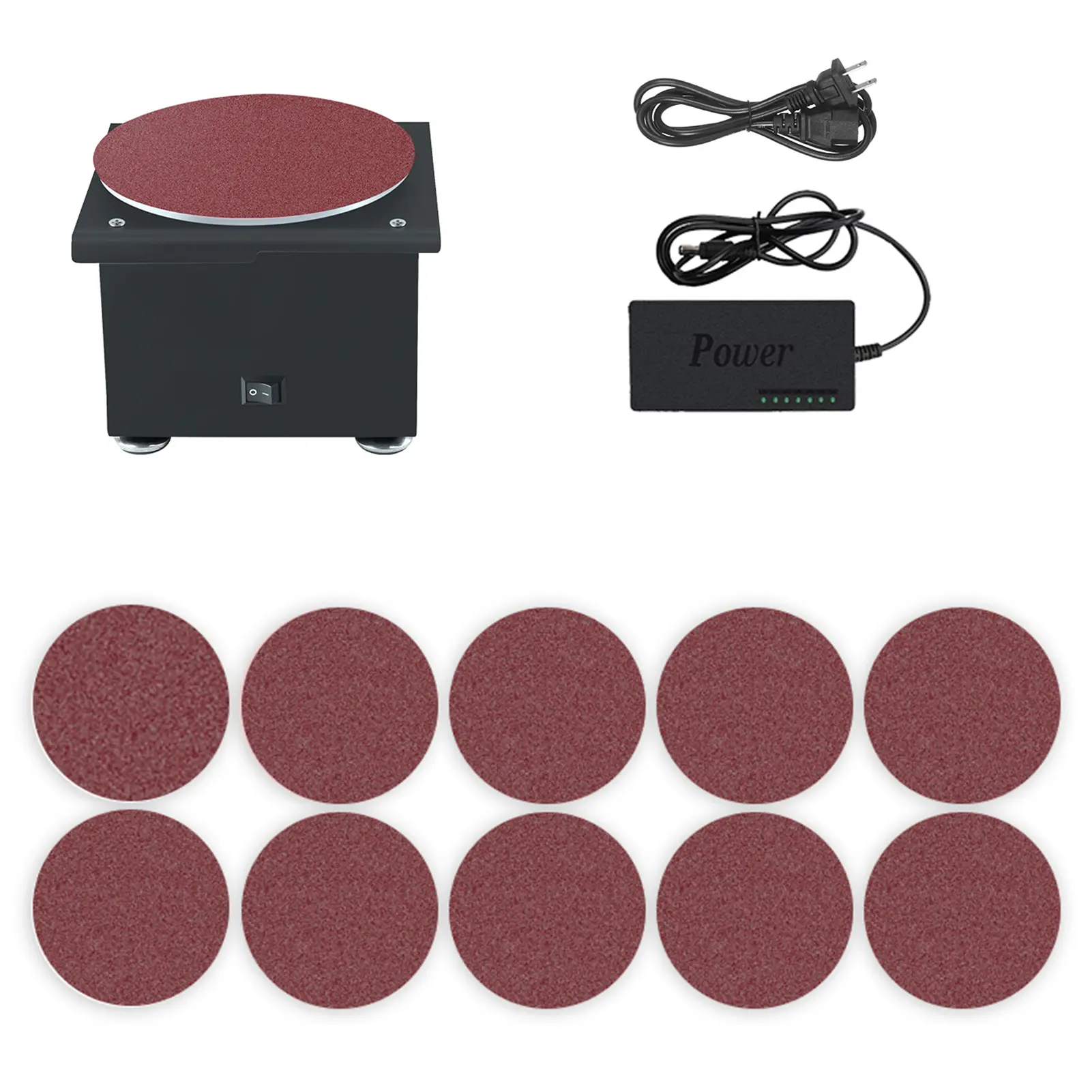 Mini Bench Disc Sander Electric Edge Sharpener 7 Variable Speed 10 Sanding Discs DIY Benchtop Sanding Polishing Grinding Machine for Wood Metal Acrylic Stone