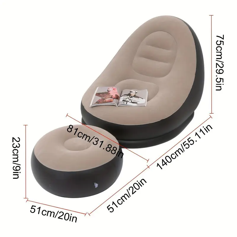 Thickened Lazy Inflatable Couch Foldable Recliner with Pedal, 2 Counts Ergonomic Combination Sofa Bed, Ergonomic Furniture for Bedroom Couch, Lazy Bed, Soft Cushion for Home & Office 1