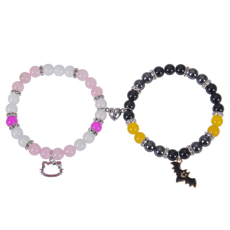 Product Introduction of spiderman bracelet, gwen and miles couple bracelet, love heart magnetic 3