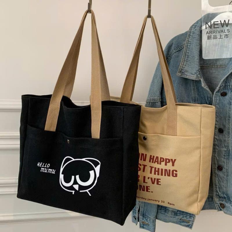 Túi đeo vai nữ, tote canvas phong cách hàn quốc đựng a4, laptop có dây kéo zip thích hợp đi chơi, đi học bag chữ nhật túi phom hình chữ nhật