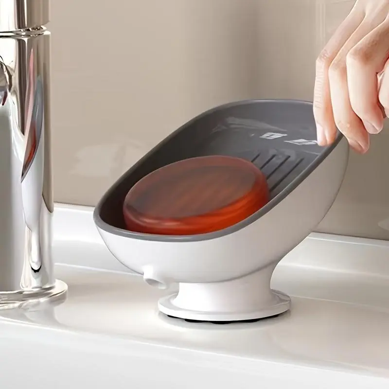 Bathroom Soap Dish, Wall Mounted Soap Bar Holder with Suction Cup, Soap Drain Dish, Bathroom Supplies, Home Supplies 3