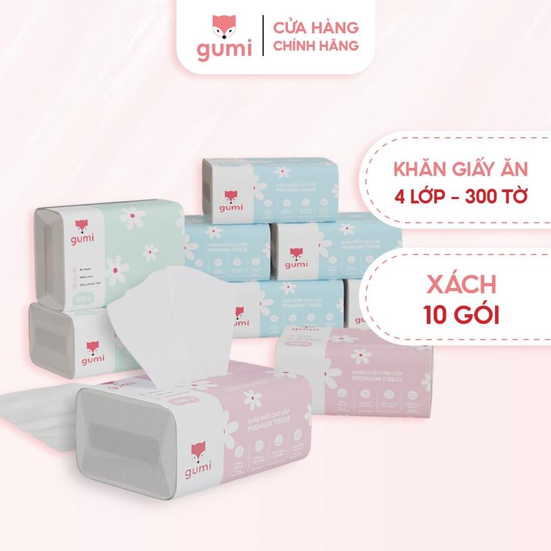 Xách 10 gói giấy ăn cao cấp Gumi 4 lớp mềm mịn tiện lợi Khăn Giấy để Phòng Khách Giấy Vệ Sinh 