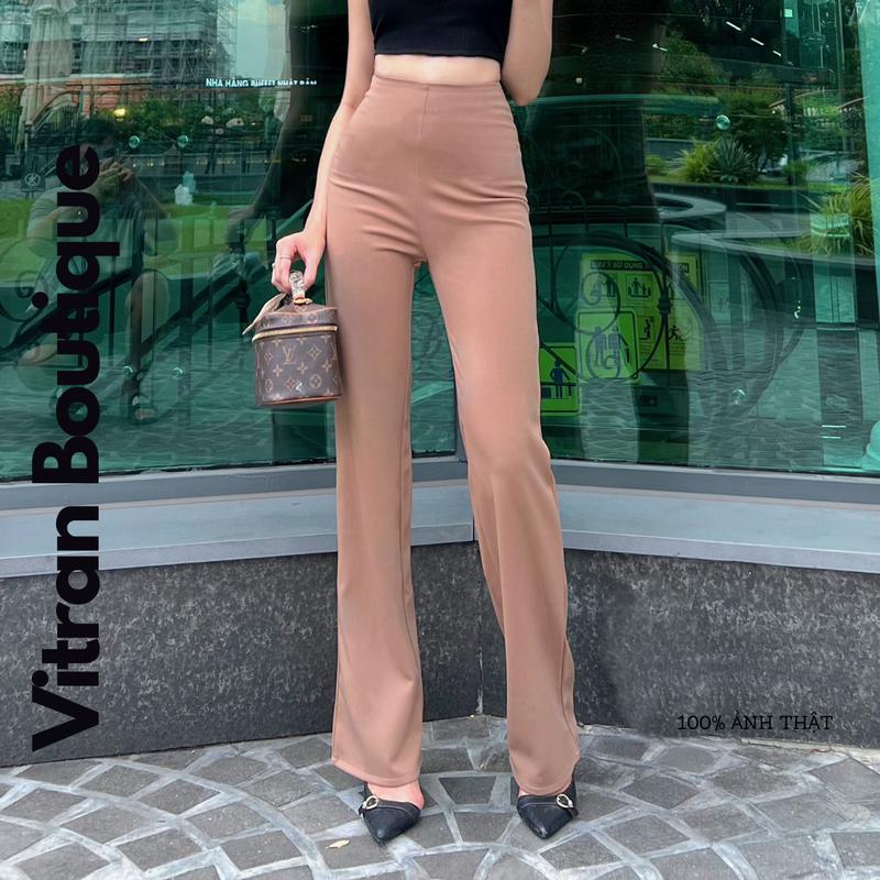 Vitran Boutique Quần Ống Suông Cạp Cao Cafe Thun Umi Dày Dặn Nữ Dài 108cm Phong Cách Thời Trang Chất Liệu Mềm Mại Basic Minimal OS
