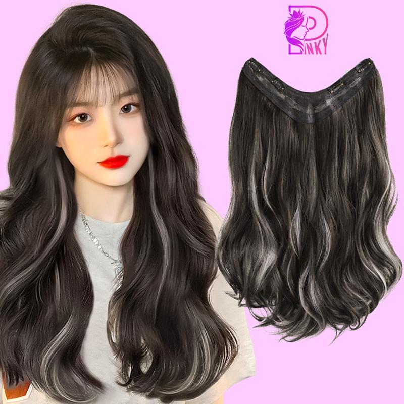 Tóc giả nửa đầu Hᶖghᶖght xoăn dài 45cm - Tóc kẹp chữ U lᶖght cá tính phong cách hàn quốc Women