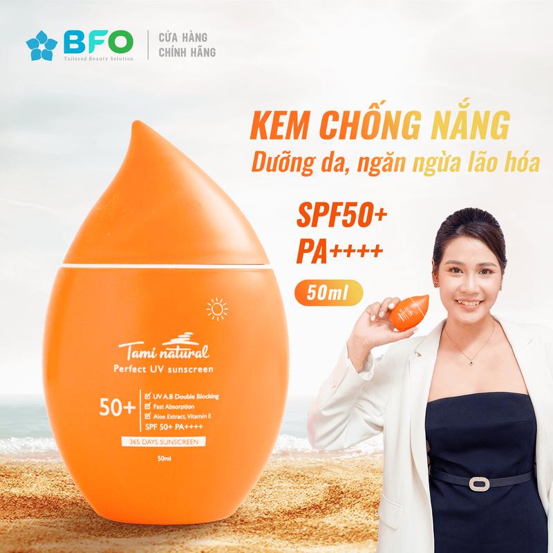 Kem Chống Nắng Phổ Rộng Tami Natural Perfect UV Sunscreen 50ml Thoáng Da Mỏng Nhẹ Phù Hợp Da Mụn, Da Nhạy Cảm SPF 50+, PA++++ | Chăm Sóc Da, Bảo Vệ Da Skincare Nữ