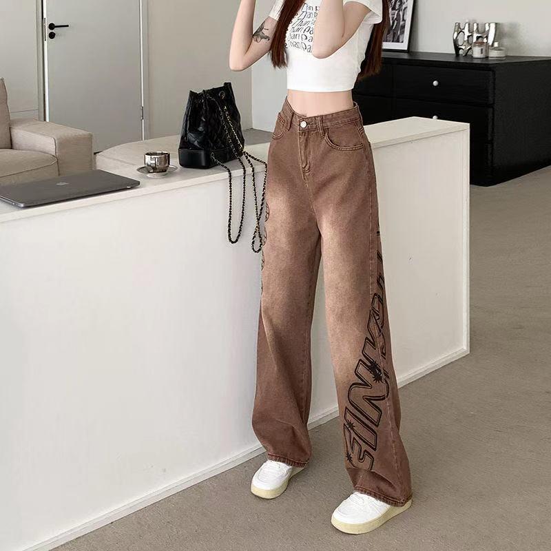 Product Introduction of Quần Jean Ống Rộng Phong Cách Cổ Điển Mỹ Quần quét đất Nhà Thẳng Cạp Cao Bó Sát Dáng Rộng Rãi, Dành Cho Phụ Nữ, Hiệu Ứng Xếp Nếp Mùa Hè, Thời Trang Ins 7