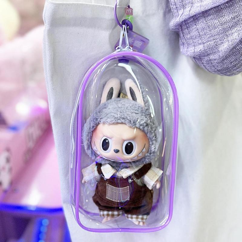 Product Introduction of [Only Bag] Transparent Storage Bag For 15-17CM LABUBU Dust Proof Cotton Doll Baby Walking 19cm Hanging Bag 17
