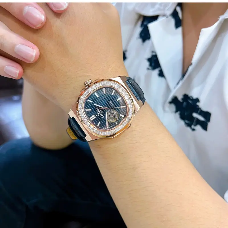Đồng hồ nam Carnival 8128G  automatic lộ tym niềng dá vàng dây da sang trọng [ MPWatch - Bảo hành 5 năm ] 6