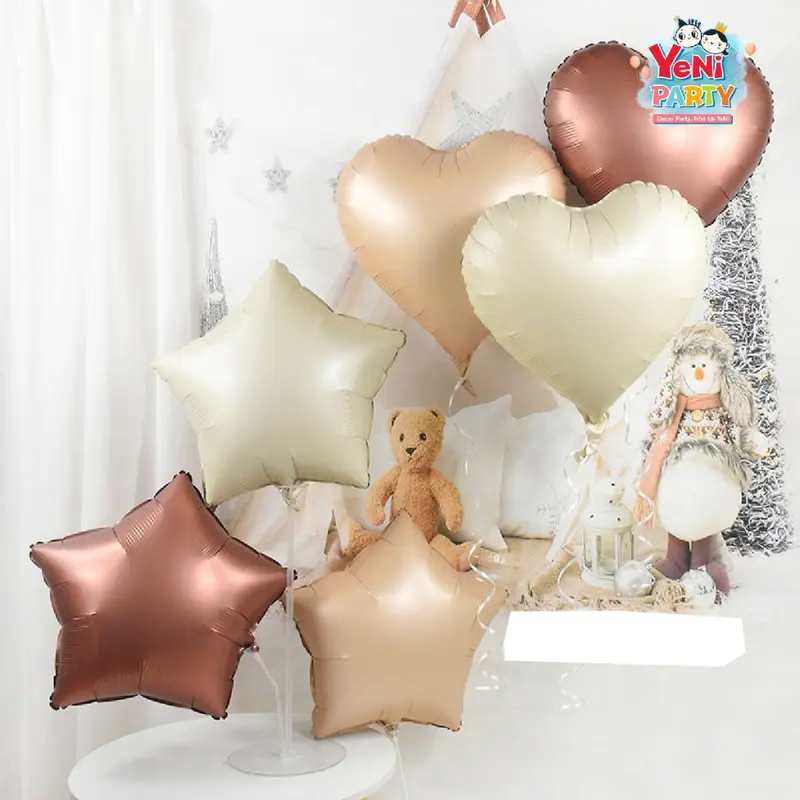 Bóng nhôm trái tim, ngôi sao size 10, 23, 45cm trang trí sinh nhật, tiệc cưới, phòng cưới 1