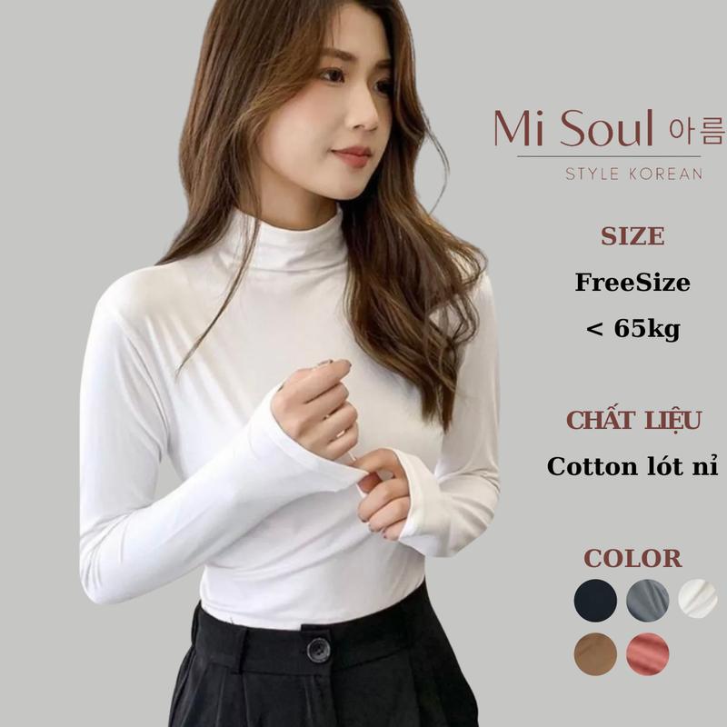Áo giữ nhiệt nữ lót nỉ thu đông dài tay nữ Misoul - phong cách Hàn Quốc - Free size áo giữ nhiệt Lót Trắng Top Chun Top Chun 108