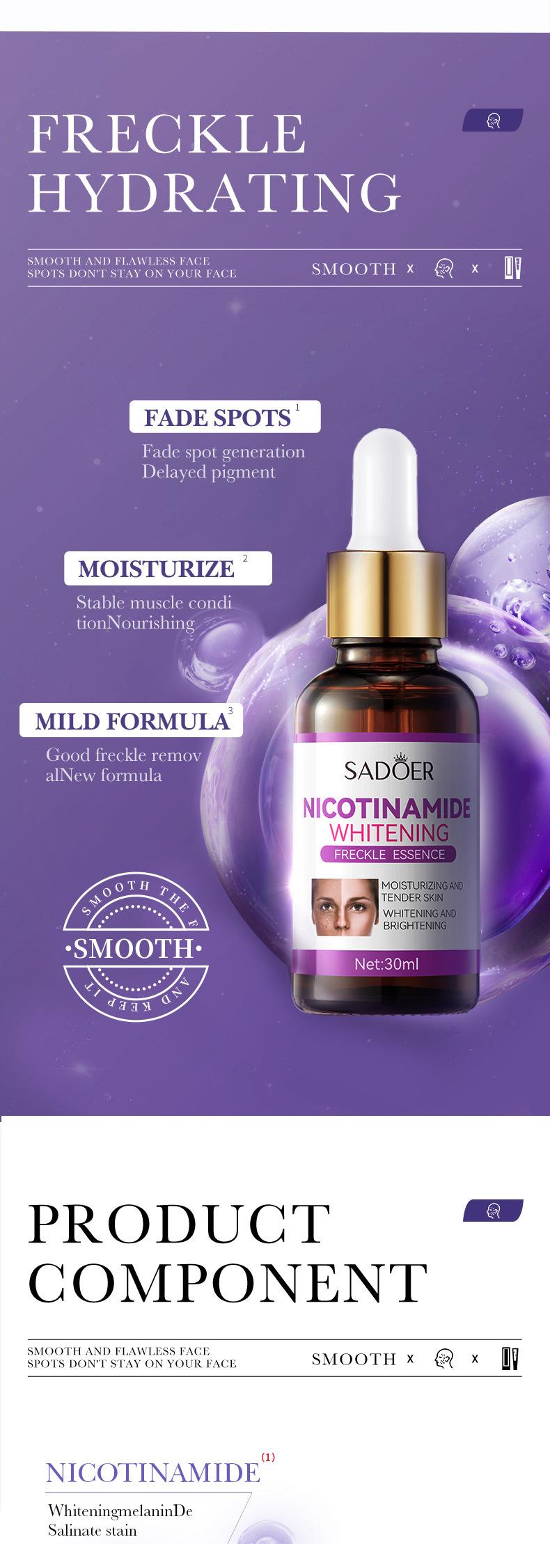 Product Introduction of Niacinamide serum whitening Dark Spot Remover Serum 30ml melasma serum remover melasma and Pekas Remover Serum original whitening and freckle removing oil small molecule time coagulation extract orchid semen tening anti-wrinkle  jhy005 3