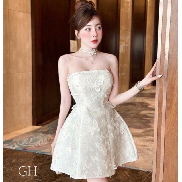 Váy cúp ngực màu trắng chất đẹp dày dặn shop HN DESIGN 2