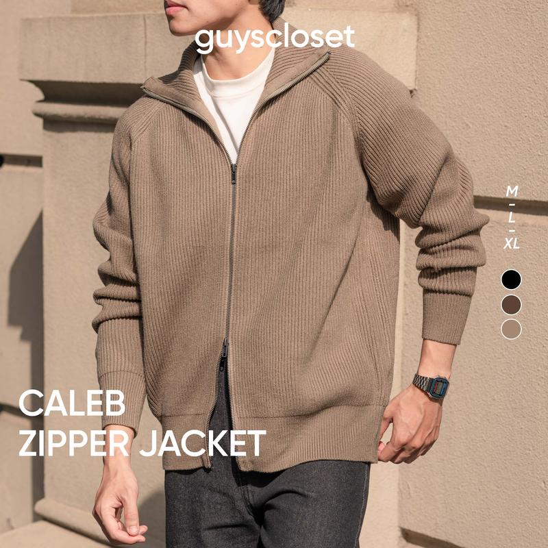 Áo Khoác Len Nam GUY's Closet Caleb Zipper Jacket - Áo Khoác Len Khoá Kéo Hàn Quốc,Mềm Mại-Form Rộng