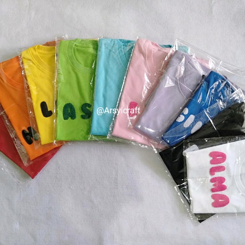 kaos nama anak bahan Katun kombad adem untuk anak laki-laki dan perempuan usia 0-13 tahun lengan pendek 2