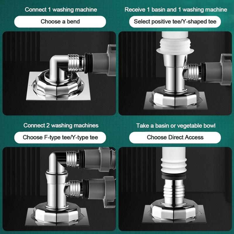Creative Anti odor Sink Drain Pipe Adapter Sealing Ring Multi-functional Kitchen Basin Sewer Branch Dishwasher Water Pipe Connector Universal 4