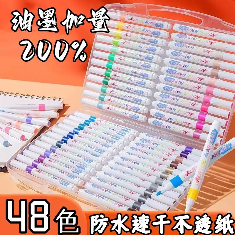 Bút Đánh Dấu Acrylic 48 Màu, Chính Hãng, Đóng Hộp, Thích Hợp Cho Nghệ Thuật Trẻ Em Và Học Sinh, Đặc Biệt Có Thể Xếp Chồng, Không Trong Suốt, Chống Thấm Nước, 60 Bán Chạy, Năm 2024 1