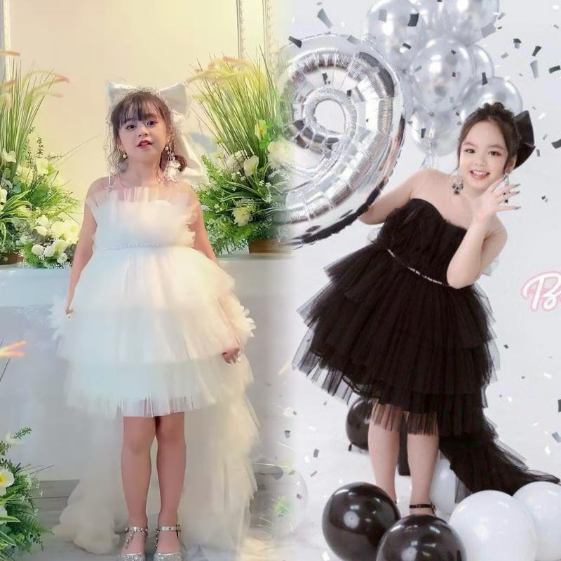 Váy Công Chúa Thiết Kế Kèm Đuôi Dài Siêu Đẹp - Đầm Công Chúa Bé Gái Tặng Kèm Nơ Và Núp Cô Dâu 2