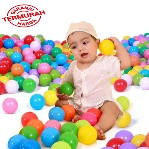 Mainan anak bola 50 pcs plastik Set Hadiah Cowok Cewek Beraneka warna Toys