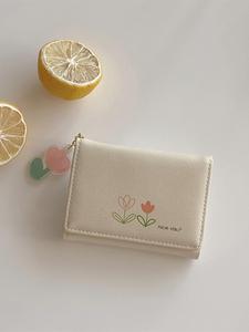 Cartera corta de mujer con lindo estampado floral y colgante, porta tarjetas simple y casual con múltiples ranuras para tarjetas, cartera a la moda para uso diario