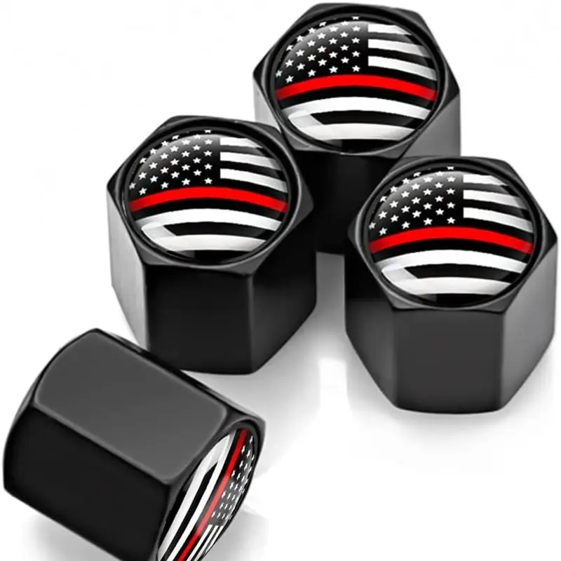 4-Pack American Flag Design Tire Valve Caps, Rustproof and Airtight, Suitable for Cars, Bicycles, Trucks, and Motorcycles -  Metal with Star-Spangled Pattern 8