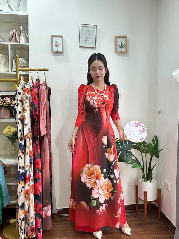 Áo dài lụa nhật in 6D Mã T1 Nữ - Hàng chính hãng - Women 3