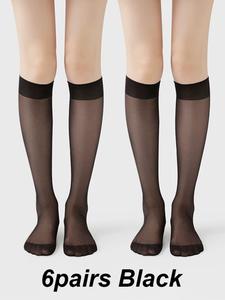 Women's Solid Sheer Over The Calf Socks, Casual Comfy Breathable Socks for Daily Wear, Ladies Socks for Summer