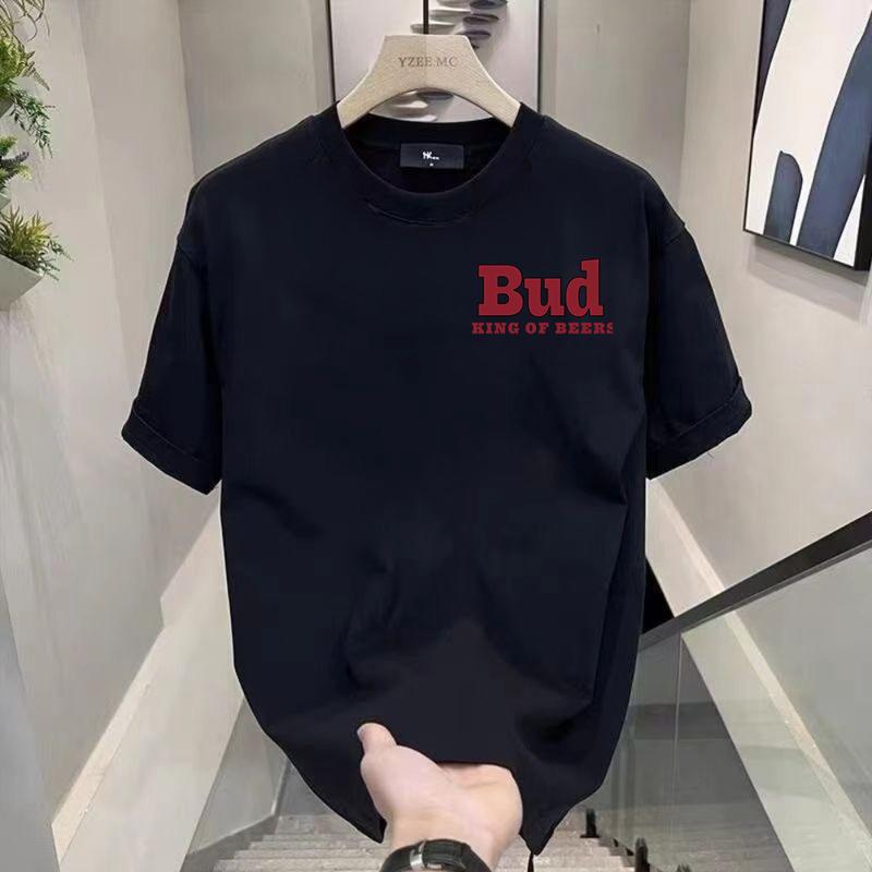 Product Introduction of Desain cetak monogram asli, kaos lengan pendek longgar sederhana untuk pria 7