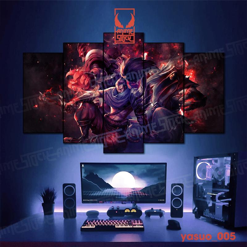 Tranh không thấm nước, tranh liên minh huyền thoại ghép 5 tấm dán tường decal. Tranh dán tường decor phòng ngủ phòng game của bạn. Đồng 4