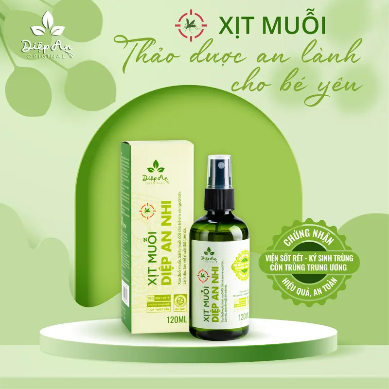 Xịt muỗi thảo dược Diệp An Nhi Đuổi Muỗi 120ml, an toàn lành tính cho bé từ 3 tháng tuổi từ tinh dầu tự nhiên 3