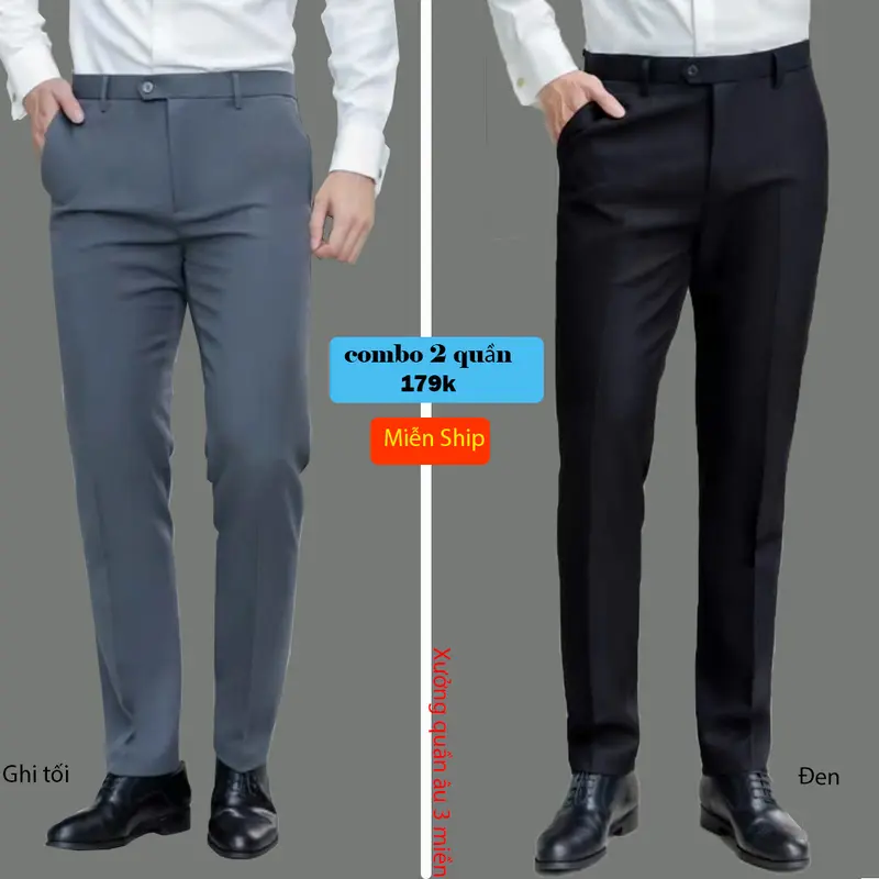 [DEAL 2 Quần]  Quần Âu Nam Công Sở form slimfit Tôn Dáng Chất Vải Dày Dặn  form Không Nhăn Nhàu 1
