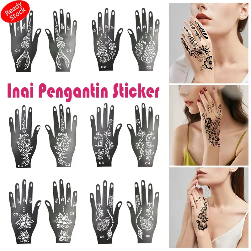 [Malaysia Stock]NEW Sticker Inai Henna Bride LaceTemplate Inai - TikTok ...