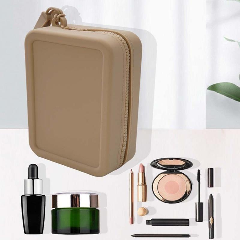 Product Introduction of Creative Morandi Color Silicone Cosmetic Bag Coin Purse Rectangle Multifunction Storage Bag Makeup Brush Holder Large Capacity Small Item Bag Women 10